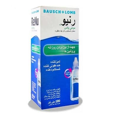 محلول شستشوی لنز مولتی پلاس رنیو مناسب لنزهای طبی و رنگی 120 میلی لیتر