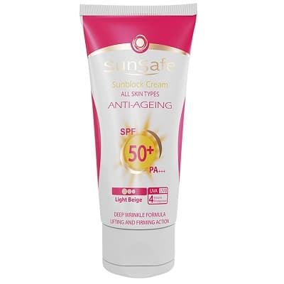 کرم ضد آفتاب و ضد چروک SPF 50 سان سیف مناسب انواع پوست 50 گرم