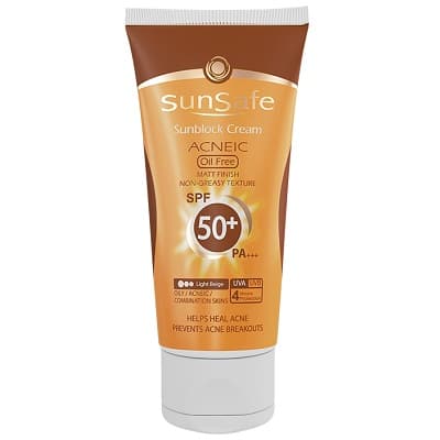 کرم ضد آفتاب فاقد چربی SPF50 سان سیف مناسب پوست چرب و دارای آکنه 50 گرم