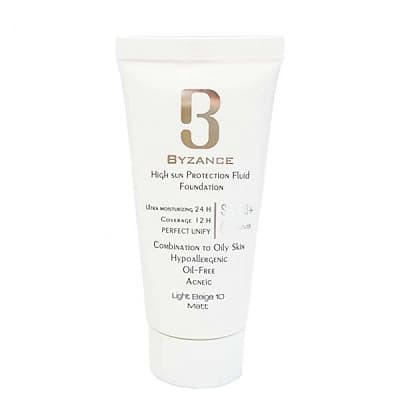 فلوئید ضدآفتاب کرم پودری SPF50 بژ روشن 10 مات بیزانس مناسب پوست مختلط و چرب 30 میلی لیتر