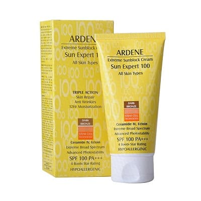 کرم ضد آفتاب برنز تیره آردن SPF100 مناسب انواع پوست 50 گرم