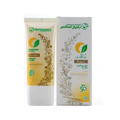 کرم ضد آفتاب بی رنگ spf50 باریج اسانس مناسب پوست نرمال تا چرب 60 میلی لیتر