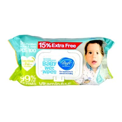 دستمال مرطوب پاک کننده کودک پور واتر دافی 100 عددی
