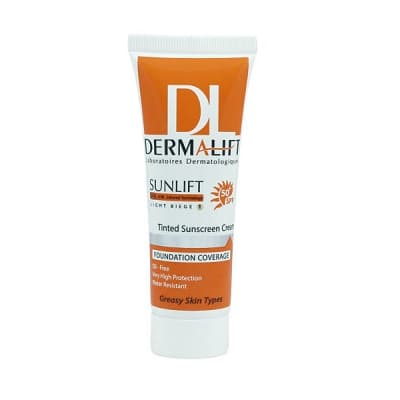 کرم ضد آفتاب رنگی SPF50 بژ روشن مناسب پوست چرب درمالیفت 40 میلی لیتر