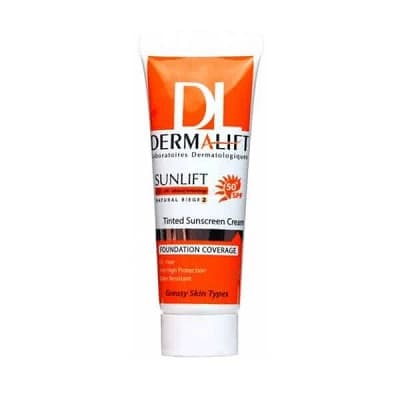 کرم ضد آفتاب رنگی SPF50 بژ متوسط مناسب پوست چرب درمالیفت 40 میلی لیتر