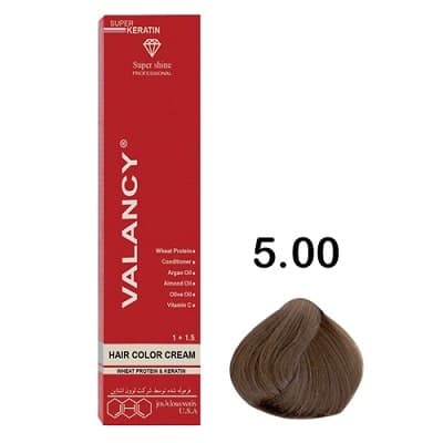رنگ مو قهوه ای روشن قوی شماره 5.00 والانسی 100 میلی لیتر