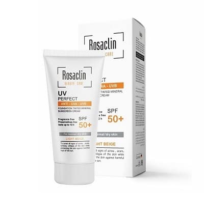 کرم ضدآفتاب spf50 بژ روشن رزاکلین پوست نرمال و خشک 40 میلی لیتر
