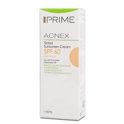 کرم ضد آفتاب فاقد چربی بژ روشن آکنس SPF60 پریم مناسب پوست چرب و دارای آکنه 40 میلی لیتر