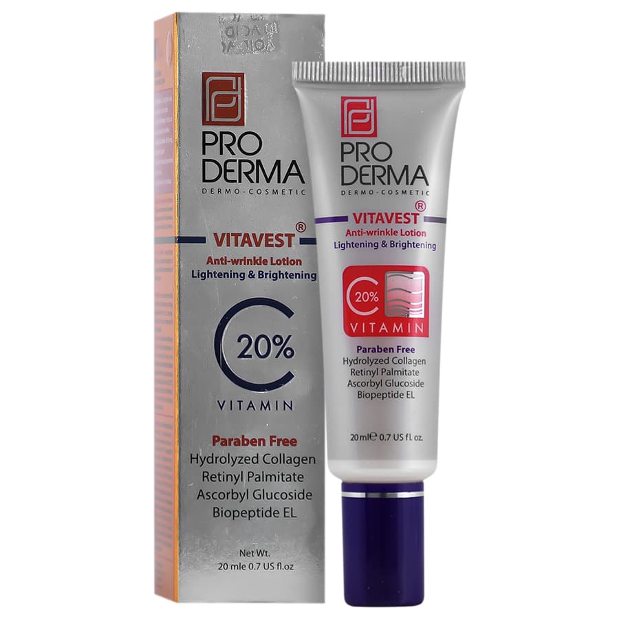 لوسیون ضد چروک پوست حاوی ویتامین ث ویتاوست پرودرما 20 میلی لیتر