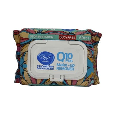 دستمال مرطوب پاک کننده آرایشی کیوتن پلاس گلدار دافی 50 عددی